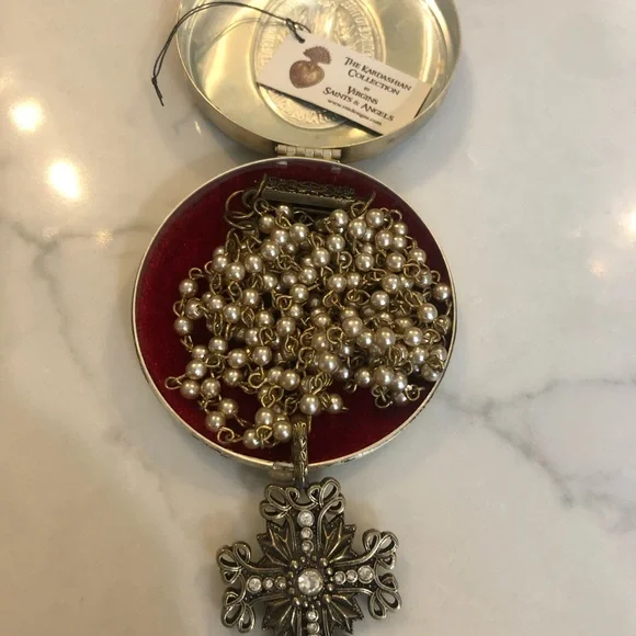 Virgins Saints & Angels Gold and Pearl Necklace - Picture 2 of 5